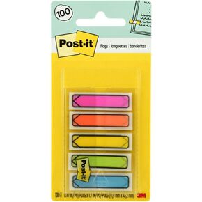 Post-it Arrow Flags, Assorted Bright Colors, .47 in Wide, 100/On-the-Go Dispenser, 1 Dispenser/Pack (684-ARR2)