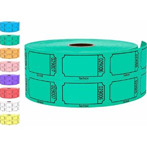 1000 Tacticai Raffle Tickets, Blue (8 Color Selection), Double Roll, Ticket for Events, Entry, Class Reward, Fundraiser & Prizes