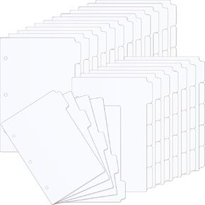Chuangdi 120 PCS/24 Sets Mini Binder Dividers with Tabs 5 Dividers for 3 Ring Binders 5.5 × 8.5 بوصات مصغرة مجموعات مقسمات الورق A5 لـ 3 مرتبات حلقة (لون مشرق)