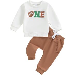 Toddler Baby Boy Girl Football Outfit Long Sleeve Sweatshirt Jogger Pants Rugby Game Day Infant Fall Winter Clothes