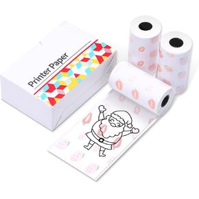 Thermal Pocket Printer Paper, White Self-Adhesive Paper Compatible with T02/M02X/M02L/Y02C/Q02 Bluetooth Mini Sticker Printer, Black On White Paper for Journal Photo, 50mm x 3.5m, 3 Rolls in Kuwait