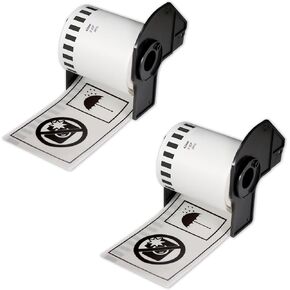 BETCKEY - Black on Clear Film Continuous Tape Replacement for Brother DK-2113 (2-3/7" x 50'), Use with Brother QL Label Printers [2 Rolls] in Kuwait