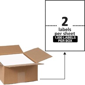 Avery Half-Sheet Printable Shipping Labels, 5.5" x 8.5" Customizable Stickers, White, 200 Blank Mailing Labels, Great for Mailing, Shipping, Organizing, and More (5126)