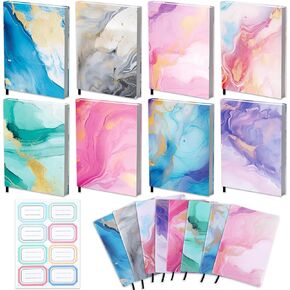 Jumbo Stretchable Book Covers 8PCS Reusable Fabric Book Cover with Label 9x11in Marble Print Protective Sleeve for Hardcover Books Textbook Cover for School Fits Most Book Sizes Up to 10x12.5in