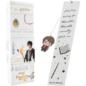 Harry Potter Metal Bookmark with Hanging Charm Golden Snitch Hogwarts Reading Gifts Christmas Stocking Stuffers Book Lovers Gift Box (Silver/Gold)