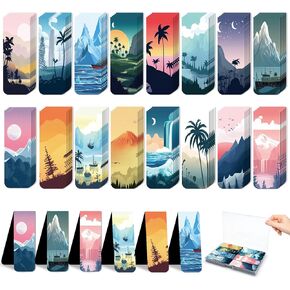 48 Pieces Magnetic Bookmarks Magnet Page Markers - Book Marks for Reading Women & Men with Storage Boxes - Cute Magnet Bookmark Clips for Reading Pleasure