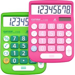 CATIGA Desktop Calculator 8 Digit with Solar Power and Easy to Read LCD Display, Big Buttons, for Home, Office, School, Class and Business, 4 Function Small Basic Calculators for Desk, CD-8185 Black