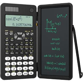 Upgraded 991ES Plus Desktop Scientific Calculator, ROATEE CalcNote Multiview 4-Line Display with Erasable LCD Writing Tablet, Solar Battery Power with Notepad for School and Business