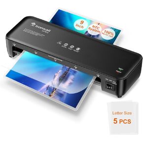 Bonsaii Laminator, 9 Inch Thermal Laminator Machine with Never Jam Technology for Doc/Posters/Photo, Personal Laminating Machine Simple Convenient for Home, Office and School - L418-C Black