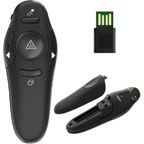 USB/Type-C 2 in 1 Presentation Clicker for Powerpoint, Hyperlink Volume Control Wireless Presenter Remote Presentation Pointer Slide Advancer PPT Clicker for Mac iPad Computer Laptop