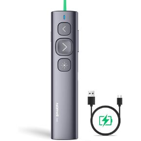NORWII USB C Presentation Clicker with Green Pointer, Rechargeable PowerPoint Clicker, Presentation Remote, Long Range Wireless Presenter for ipad/mac/Laptop/e-Book