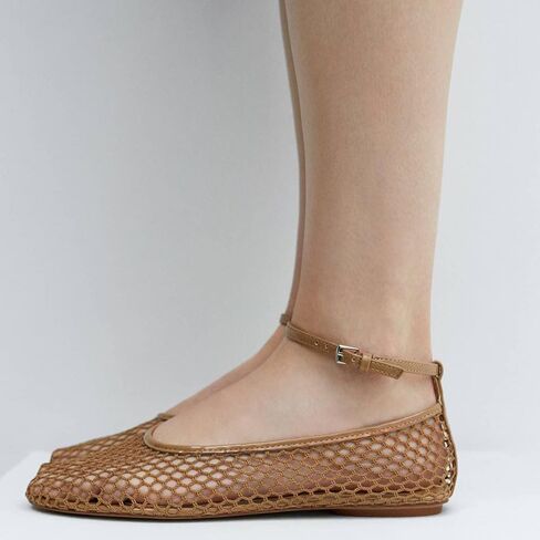 Molozoey Mesh Ankle Strap Flats for Women Round Toe Ballet Flats Shoes,Casual Mary Jane Flats Comfortable Daily Dress Shoes in Saudi Arabia