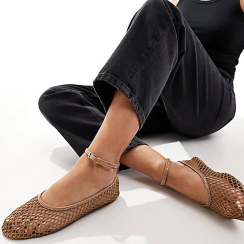 Molozoey Mesh Ankle Strap Flats for Women Round Toe Ballet Flats Shoes,Casual Mary Jane Flats Comfortable Daily Dress Shoes in Saudi Arabia