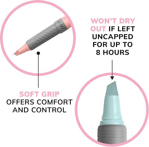 BIC Brite Liner Grip Pastel Highlighter Set ، طرف إزميل ، حزمة 12-Count من الباستيل المرتفعات بألوان متنوعة ، أبراج عالية في مجلة الرصاص ، وأخذ المزيد من الملاحظات والمزيد in Saudi Arabia