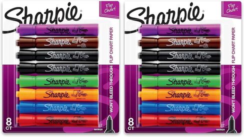 علامات مخطط Sharpie Flip ، طرف رصاصة ، ألوان متنوعة ، 8 عبوات ، منخفضة ، خالية من الصرير in Kuwait
