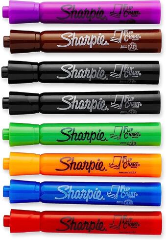 علامات مخطط Sharpie Flip ، طرف رصاصة ، ألوان متنوعة ، 8 عبوات ، منخفضة ، خالية من الصرير in Kuwait