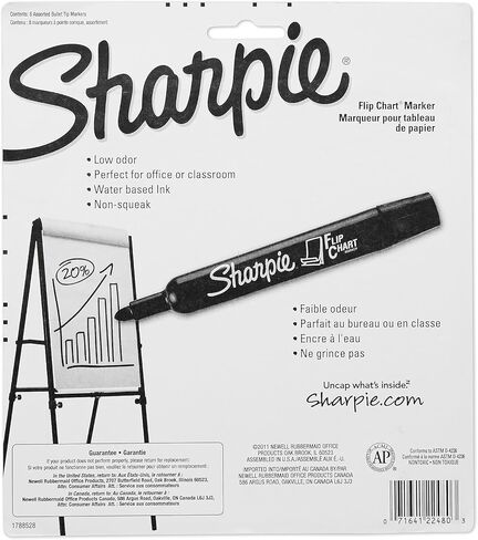 علامات مخطط Sharpie Flip ، طرف رصاصة ، ألوان متنوعة ، 8 عبوات ، منخفضة ، خالية من الصرير in Kuwait