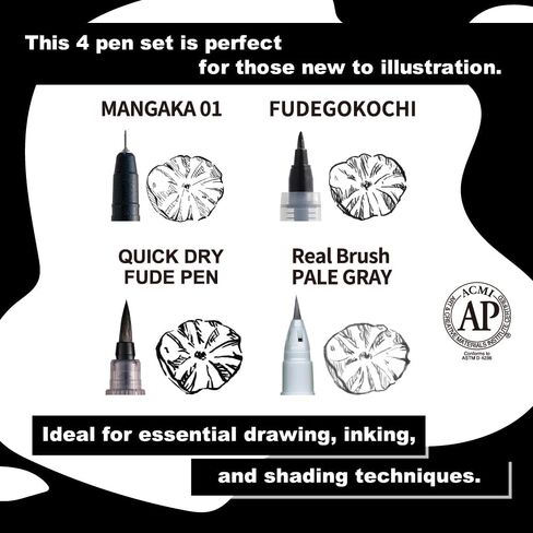 Kuretake Zig FUDEGOKOCHI 3 Brush pens set, Ideal for Inktober, No mess, for beginners, Hand lettering, calligraphy, illustration, sketching, outlining, drawing, cartoon, signature, Made in Japan in Saudi Arabia