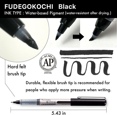 Kuretake Zig FUDEGOKOCHI 3 Brush pens set, Ideal for Inktober, No mess, for beginners, Hand lettering, calligraphy, illustration, sketching, outlining, drawing, cartoon, signature, Made in Japan in Saudi Arabia
