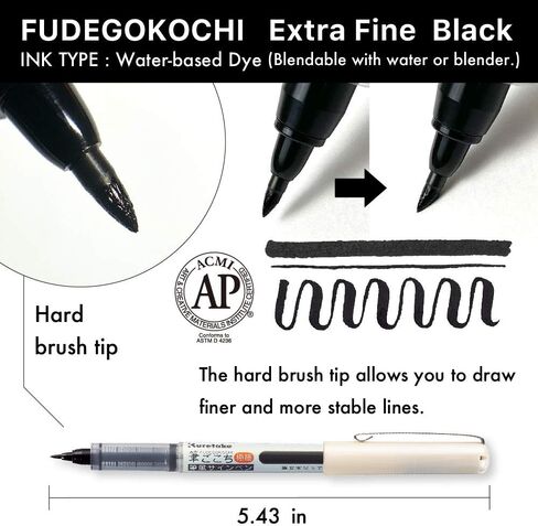 Kuretake Zig FUDEGOKOCHI 3 Brush pens set, Ideal for Inktober, No mess, for beginners, Hand lettering, calligraphy, illustration, sketching, outlining, drawing, cartoon, signature, Made in Japan in Saudi Arabia