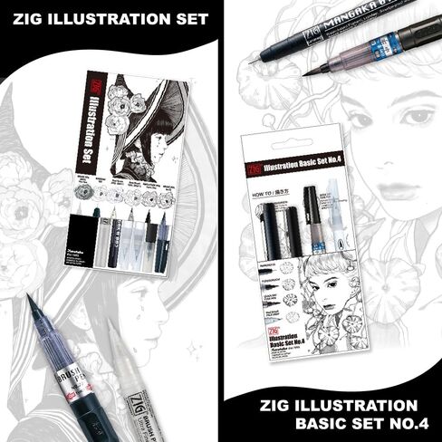 Kuretake Zig FUDEGOKOCHI 3 Brush pens set, Ideal for Inktober, No mess, for beginners, Hand lettering, calligraphy, illustration, sketching, outlining, drawing, cartoon, signature, Made in Japan in Saudi Arabia