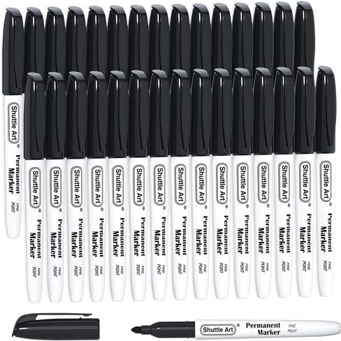 Shuttle Art Permanent Markers, 30 Pack Black Permanent Marker set,Fine Point, Works on Plastic,Wood,Stone,Metal and Glass for Doodling, Marking in Kuwait