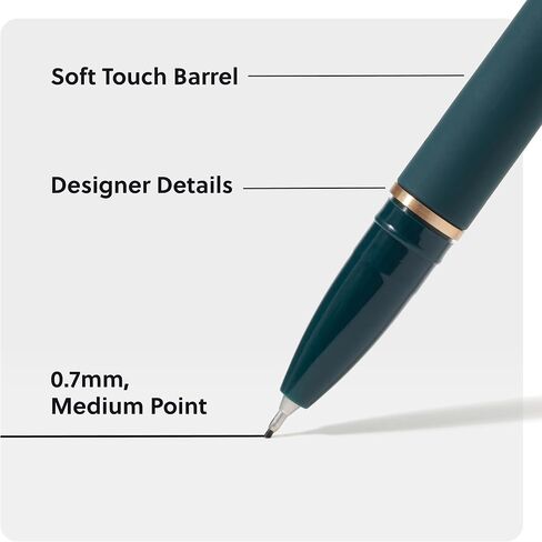 U Brands Catalina Felt Tip Pens, Set of 6, Soft Touch Jewel Tones with Gold Details, Medium (0.7 mm) Point, Black Ink in Saudi Arabia