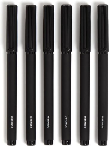 U Brands Catalina Felt Tip Pens, Set of 6, Soft Touch Jewel Tones with Gold Details, Medium (0.7 mm) Point, Black Ink in Saudi Arabia