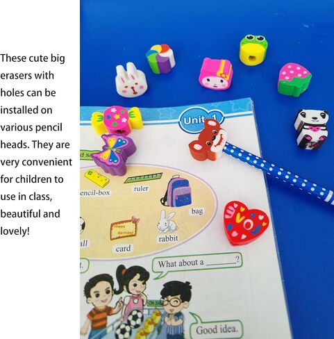 35PCS Fun Animal Fruit Pencil Topper Erasers for Kids Bulk,Cute Top Erasers Caps for Pencil,Back to School Party Gifts (Pattern Random) in Saudi Arabia