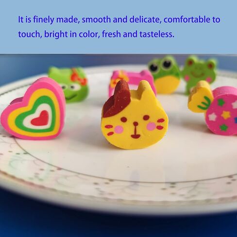 35PCS Fun Animal Fruit Pencil Topper Erasers for Kids Bulk,Cute Top Erasers Caps for Pencil,Back to School Party Gifts (Pattern Random) in Saudi Arabia