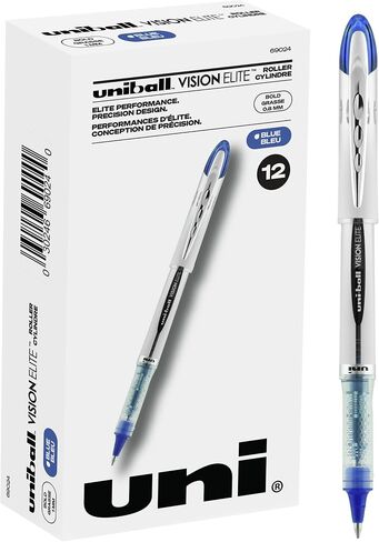 uni-ball uniball Vision Elite Rollerball Pens with 0.8mm Bold Point, Blue, 12 Count in Saudi Arabia
