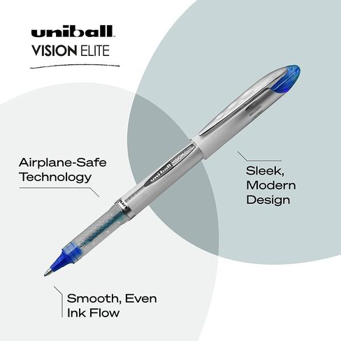 uni-ball uniball Vision Elite Rollerball Pens with 0.8mm Bold Point, Blue, 12 Count in Saudi Arabia