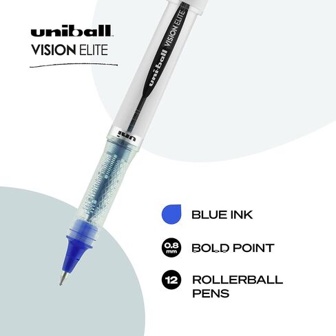 uni-ball uniball Vision Elite Rollerball Pens with 0.8mm Bold Point, Blue, 12 Count in Saudi Arabia