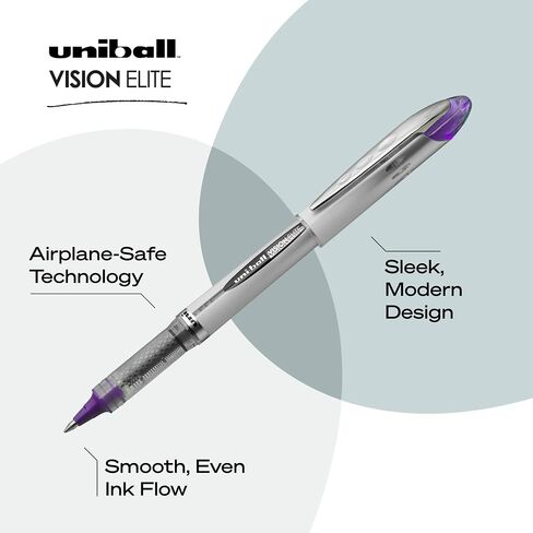 Uniball Vision Elite Rollerball Pens, Assorted Pens Pack of 8, Bold Pens with 0.8mm Ink, Ink Black Pen, Pens Fine Point Smooth Writing Pens, Bulk Pens, and Office Supplies in Saudi Arabia