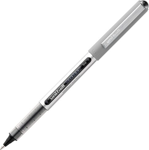 Uni-Ball Vision Rollerball Pens, Black Pens Pack of 12 - 0.7mm Fine Point Medium Black Ink - Teacher Pen, Japanese Pens, Smooth Writing Pens, Journaling Pens, School & Office Supplies in Saudi Arabia