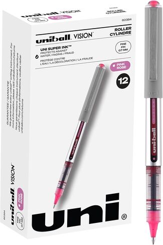 Uni-Ball Vision Rollerball Pens, Black Pens Pack of 12 - 0.7mm Fine Point Medium Black Ink - Teacher Pen, Japanese Pens, Smooth Writing Pens, Journaling Pens, School & Office Supplies in Saudi Arabia