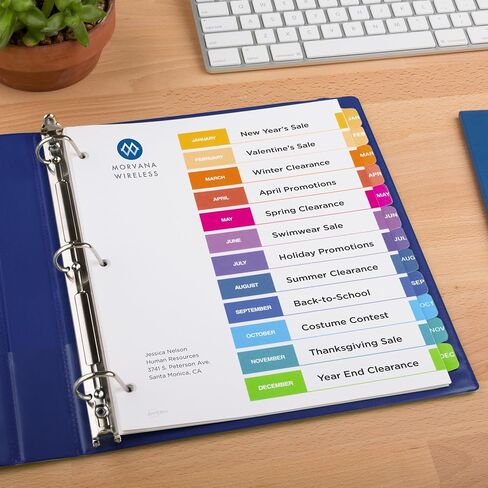 Avery Jan-Dec 12 Tab Dividers for 3 Ring Binders, Customizable Table of Contents, Multicolor Tabs, 6 Sets (11830) in Saudi Arabia