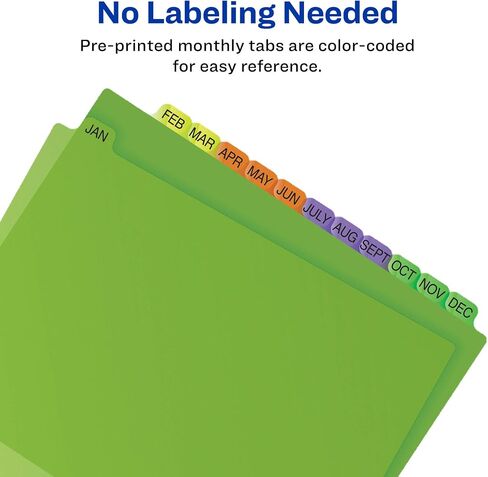 Avery Pre-Printed Jan-Dec Plastic Dividers for 3 Ring Binders, 12-Tab Set, Multicolor, 1 Set (11331) in Saudi Arabia