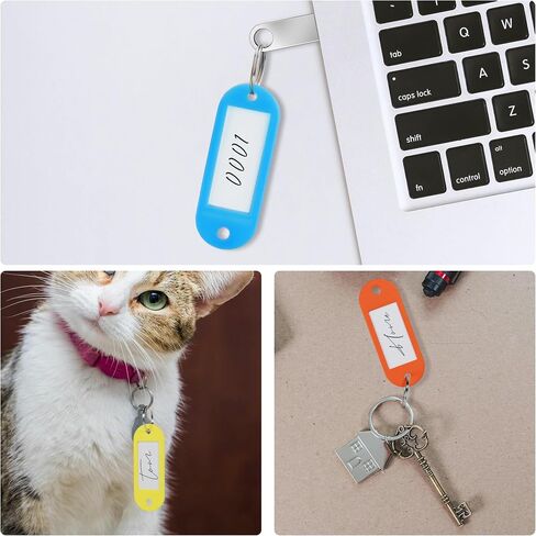 Teskyer 56-Pack Plastic Key Tags, Colorful Key Labels with Label Window Split Ring, Organize Your Keys and Stuff, 8 Colors in Saudi Arabia