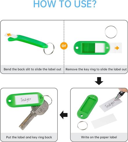 Teskyer 56-Pack Plastic Key Tags, Colorful Key Labels with Label Window Split Ring, Organize Your Keys and Stuff, 8 Colors in Saudi Arabia