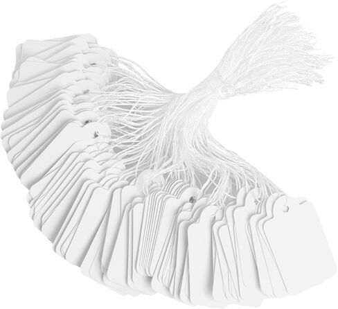 400 PCS علامات السعر مع سلسلة مرفقة ، 1.38 "× 0.87" علامات تعليق الورق البيضاء ، وضع علامة على علامات الساحة المرآب القابلة للكتابة ، واضطراب العلامة للمجوهرات ، والملابس ، والتجزئة ، ووضع العلامات ، والهدية in Kuwait