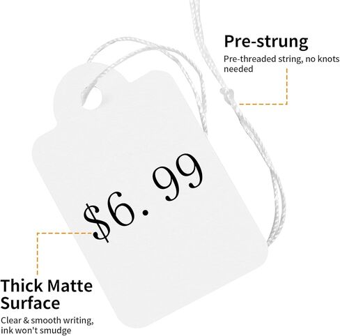 400 PCS علامات السعر مع سلسلة مرفقة ، 1.38 "× 0.87" علامات تعليق الورق البيضاء ، وضع علامة على علامات الساحة المرآب القابلة للكتابة ، واضطراب العلامة للمجوهرات ، والملابس ، والتجزئة ، ووضع العلامات ، والهدية in Kuwait