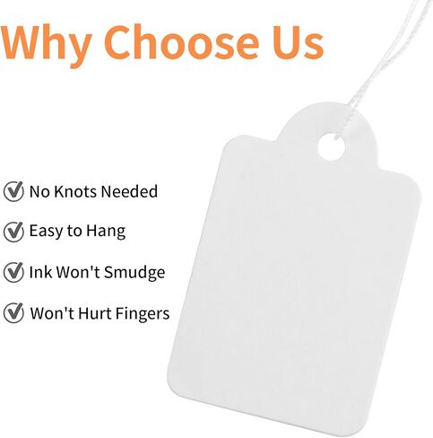 400 PCS علامات السعر مع سلسلة مرفقة ، 1.38 "× 0.87" علامات تعليق الورق البيضاء ، وضع علامة على علامات الساحة المرآب القابلة للكتابة ، واضطراب العلامة للمجوهرات ، والملابس ، والتجزئة ، ووضع العلامات ، والهدية in Kuwait