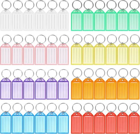 Cuttte 16 Pack Plastic Key Tags, Key Labels with Ring and Label Window, 8 Colors in Kuwait
