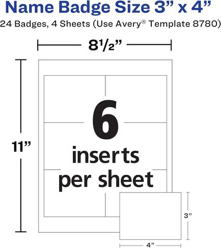 Avery Customizable Name Badges with Magnets, 3" x 4", Clear Name Tag Holders with White Printable Inserts, 24 Magnetic Name Badges (8780) in Saudi Arabia