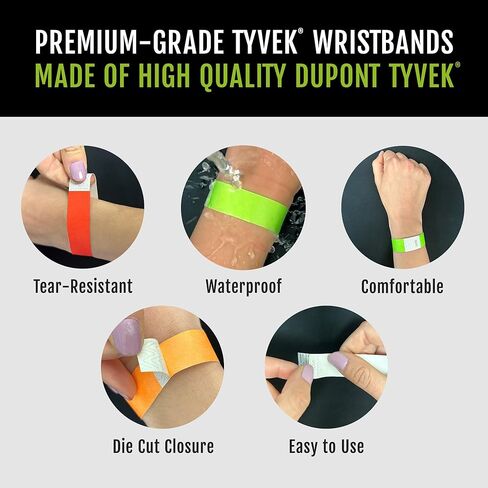 700 WristCo Neon Red Tyvek Wristbands for Events - Tamper-Proof Design & Fluorescent Color Prevent Reuse Premium-Grade Bracelets for Hospital & Medical ID, Party & VIP Identification in Saudi Arabia