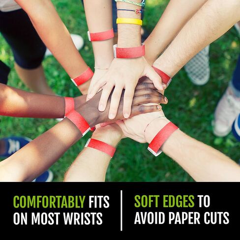 700 WristCo Neon Red Tyvek Wristbands for Events - Tamper-Proof Design & Fluorescent Color Prevent Reuse Premium-Grade Bracelets for Hospital & Medical ID, Party & VIP Identification in Saudi Arabia