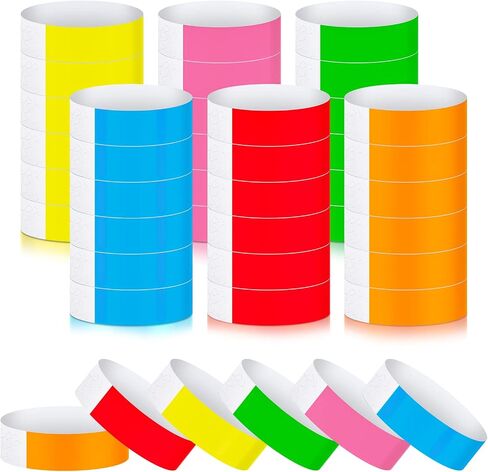 Epakh 600 PCS Paper Wristbands Neon Wrist Bands Bracking Handbroof For Meusts Lightweight Concert Band Neon Colored List Lrist For Party in Kuwait