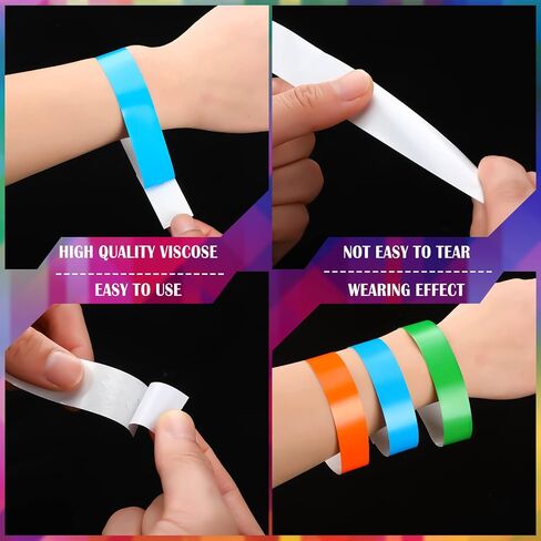 Epakh 600 PCS Paper Wristbands Neon Wrist Bands Bracking Handbroof For Meusts Lightweight Concert Band Neon Colored List Lrist For Party in Kuwait