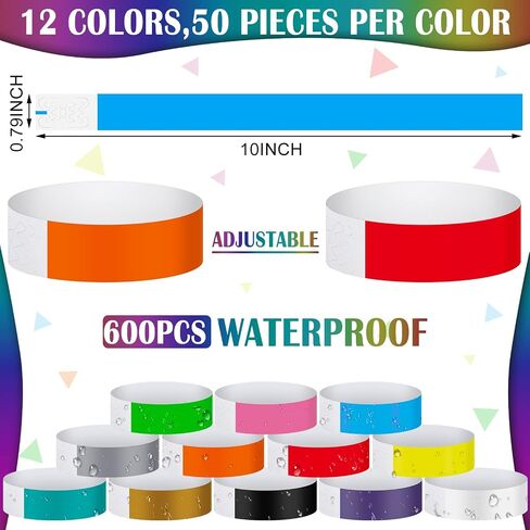 Epakh 600 PCS Paper Wristbands Neon Wrist Bands Bracking Handbroof For Meusts Lightweight Concert Band Neon Colored List Lrist For Party in Kuwait